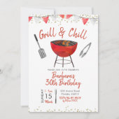 Grill and Chill Adult Birthday Invitation Kaart (Voorkant)