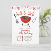 Grill and Chill Adult Birthday Invitation Kaart (Staand voorkant)