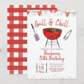 Grill and Chill Adult Birthday Invitation Kaart (Voorkant / Achterkant)
