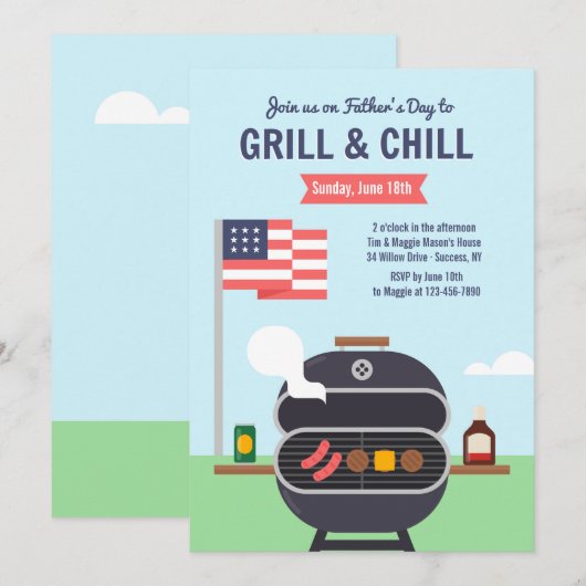 Grill and Chill Invitation Kaart (Voorkant / Achterkant)