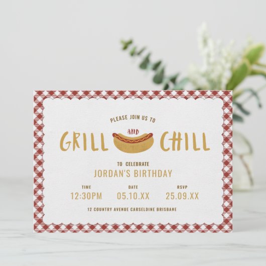 Grill and Chill Invitation Kaart (Staand voorkant)
