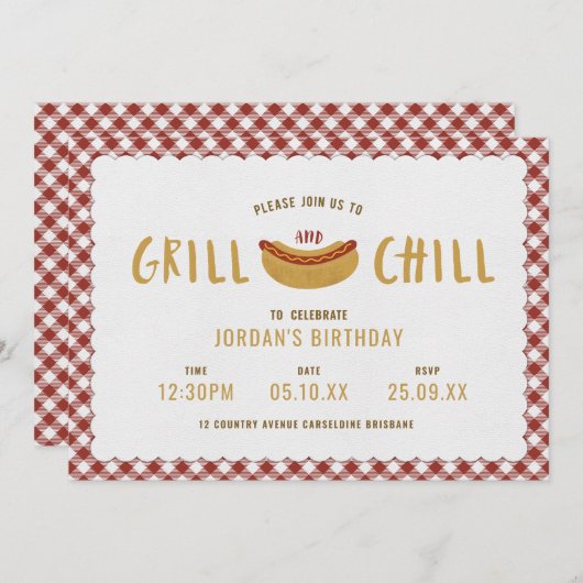 Grill and Chill Invitation Kaart (Voorkant / Achterkant)