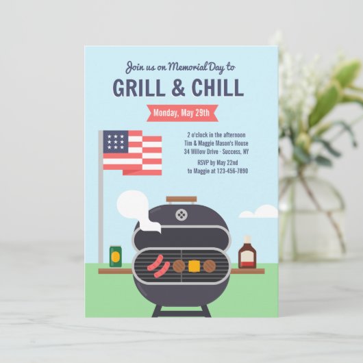 Grill and Chill Invitation Kaart (Staand voorkant)