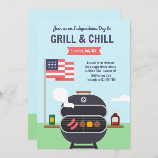 Grill and Chill Invitation Kaart (Voorkant / Achterkant)