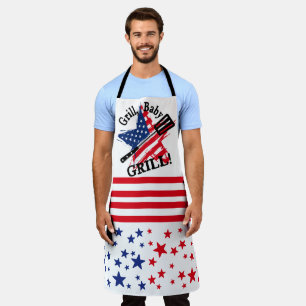 Grill baby grill USA vlag patriottisch grillen BBQ Schort