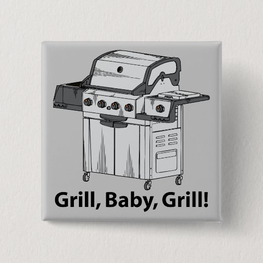 Grill, Baby, Grill. Vierkante Button 5,1 Cm (Voorkant)