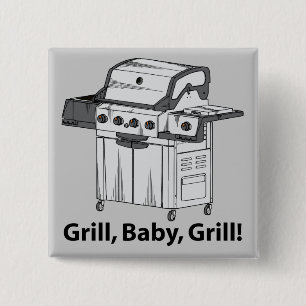 Grill, Baby, Grill. Vierkante Button 5,1 Cm