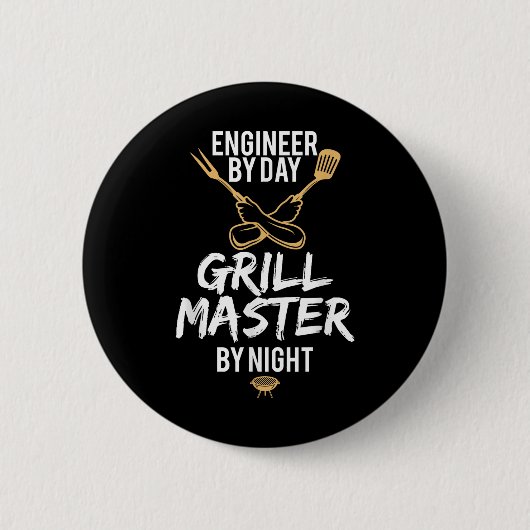 Grill BBQ Master Engineer Grappig Barbecue Gift Ronde Button 5,7 Cm (Voorkant)