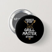 Grill BBQ Master Engineer Grappig Barbecue Gift Ronde Button 5,7 Cm (Voorkant /achterkant)