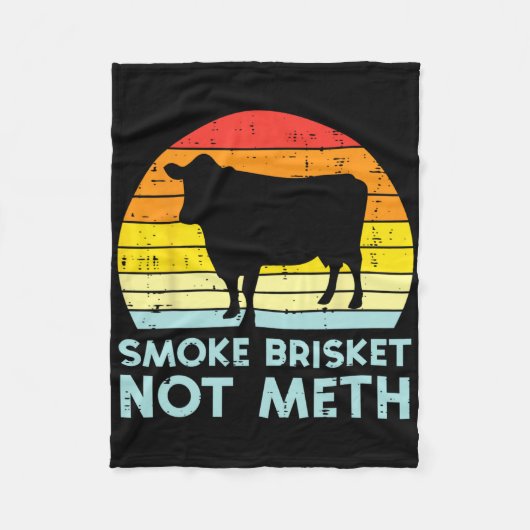 Grill Brisket Beef Sunset Retro BBQ Barbecue Grill Fleece Deken (Voorkant)