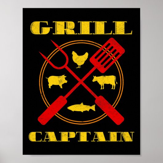 Grill Captain BBQ Grilling Poster (Voorkant)