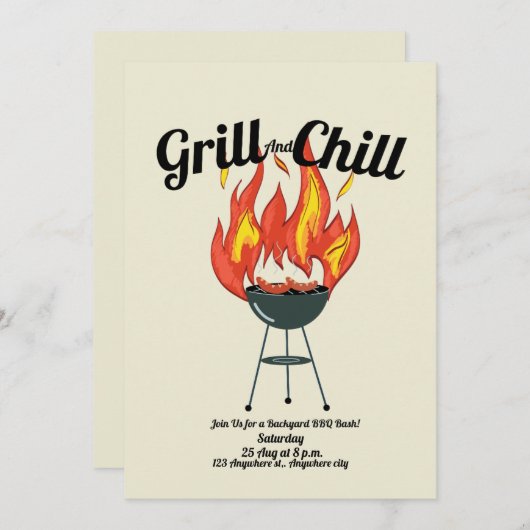 Grill & Chill BBQ Bash Uitnodiging | achtertuinfee (Voorkant / Achterkant)