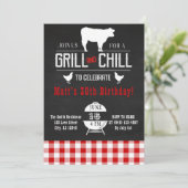 Grill & Chill BBQ BirthdayRustic Chalkboard Invite Kaart (Staand voorkant)