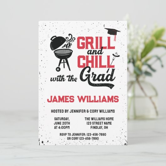 Grill & Chill BBQ Graduation Party Open House Kaart (Staand voorkant)