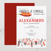 Grill & Chill Cookout BBQ Barbeque Verjaardagsfees Kaart (Voorkant / Achterkant)