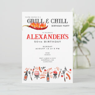 Grill & Chill Cookout BBQ Barbeque Verjaardagsfees Kaart