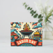 Grill & Chill Dag van de Arbeid Groet Briefkaart (Staand voorkant)