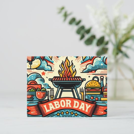 Grill & Chill Dag van de Arbeid Groet Briefkaart (Staand voorkant)
