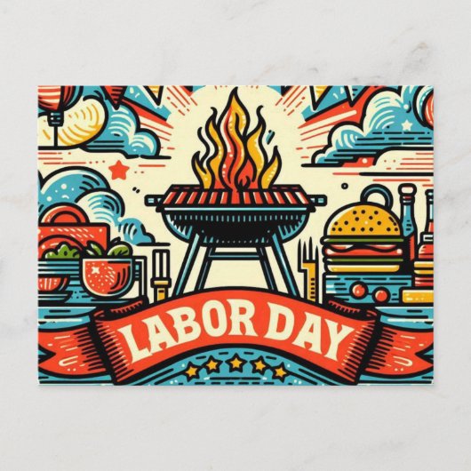 Grill & Chill Dag van de Arbeid Groet Briefkaart (Voorkant)