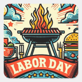 Grill & Chill Dag van de Arbeid Groet Vierkante Sticker