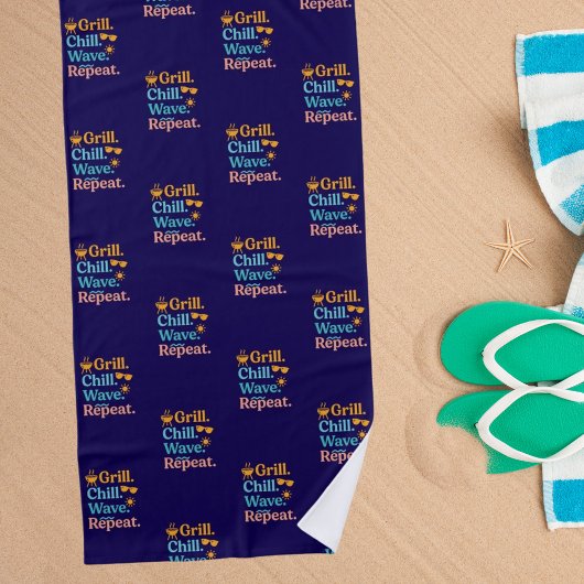 Grill chill golf herhalen zomer strand citaat blau strandlaken