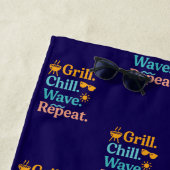 Grill chill golf herhalen zomer strand citaat blau strandlaken (In situ)