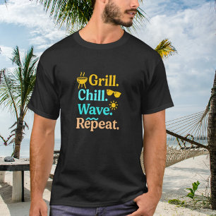 Grill chill golf herhalen zomer strand citaat t-shirt