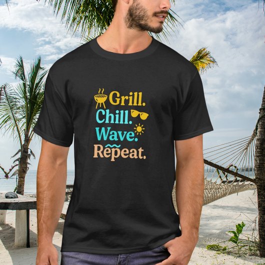 Grill chill golf herhalen zomer strand citaat t-shirt