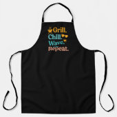 Grill chill wave repeat summer beach quote black schort (Voorkant)