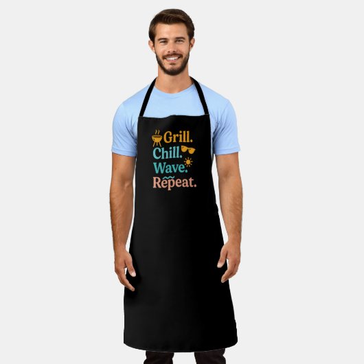 Grill chill wave repeat summer beach quote black schort (Gedragen)