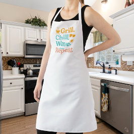 Grill chill wave repeat summer beach quote schort