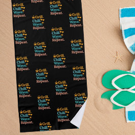 Grill chillen golf herhalen zomer strand citaat zw strandlaken