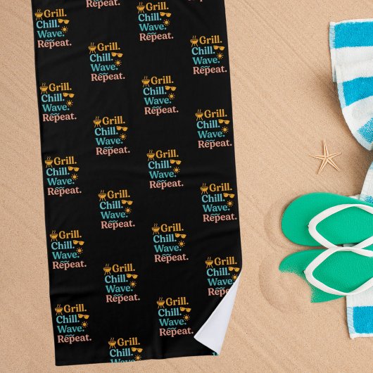 Grill chillen golf herhalen zomer strand citaat zw strandlaken