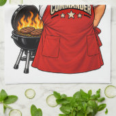 Grill Commander Barbecue Rode Schort Theedoek (Gevouwen)