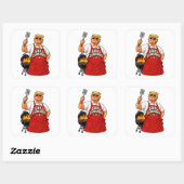 Grill Commander BBQ Vierkante Sticker (Vel)