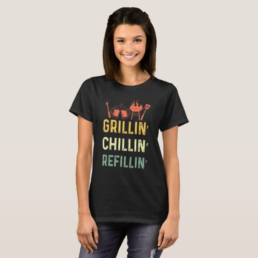  Grill Dad Grilling Chilling Refilling 2 T-shirt (Voorkant volledig)