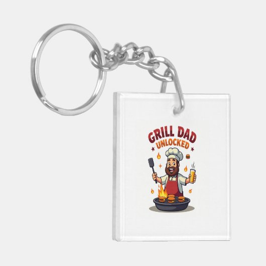 Grill Dad Ontgrendeld - Grappige BBQ Chef Dad Desi Sleutelhanger (Voorkant Links)