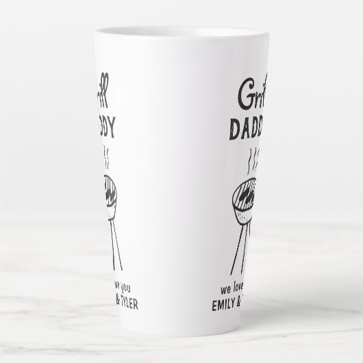 Grill Daddy Cartoon Vaderdag Latte Mok (Voorkant)