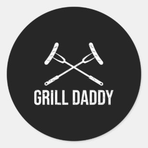 Grill Daddy Grappige Vaderdag Cadeau-grillvader-gr Ronde Sticker