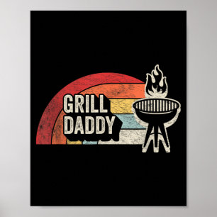 Grill Daddy Retro Sunset Bbq Grafisch Voor Vader Poster