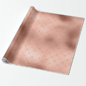 Grill Diamond Roos Gold Pink Princess Glitter Cadeaupapier (Uitgerold)