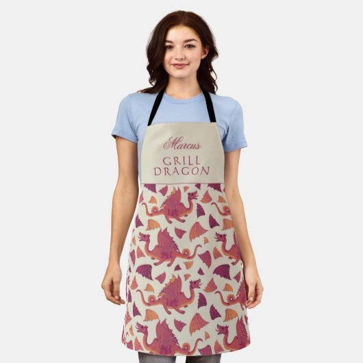 Grill Dragon Red Dragon Pattern Schort (Gedragen)