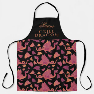 Grill Dragon Red Hand Drawn Dragon Pattern Schort