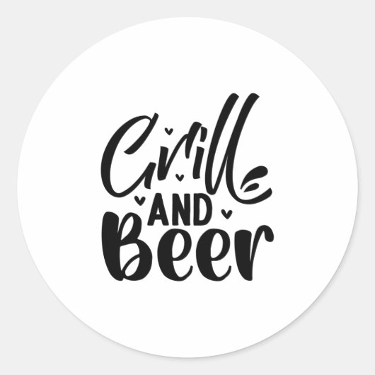 Grill en bier ronde sticker (Voorkant)