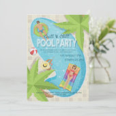 Grill en Chill Adult Verjaardag Pool Party Uitnodi Kaart (Staand voorkant)