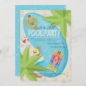 Grill en Chill Adult Verjaardag Pool Party Uitnodi Kaart (Voorkant / Achterkant)
