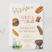 Grill en Chill Barbeque bier verjaardagsfeestje Kaart (Voorkant)