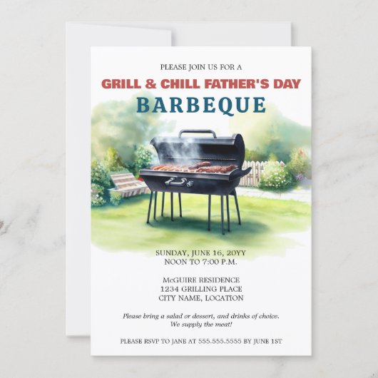 Grill en Chill BBQ Party Kaart (Voorkant)