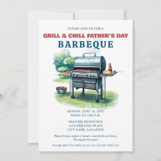 Grill en Chill BBQ Party Kaart (Voorkant)