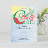 Grill en Chill Feest Chili Kook Wedstrijd Vrienden Kaart (Staand voorkant)